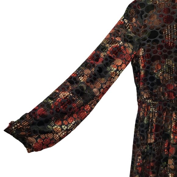 Ego Trippin Multicolor Velvet Maxi Dress Size XXS Long Sleeve Witchy Whimsigoth - Picture 7 of 11